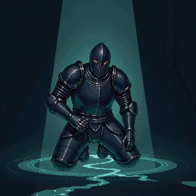 Rally the Fallen: a knight rising from the ground through cracks of ley light.