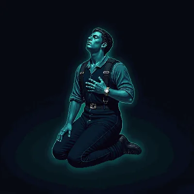 Second Wind: a wounded soldier kneeling, drawing breath as a wound closes.